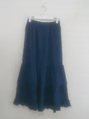 ◇ Simplicite 21年製 チェック ティアード ロング フレア スカート ブルー ネイビー系 レディース P  【1302210006841】