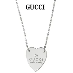 GUCCI グッチ トレードマーク ハート ペンダント ネックレス シルバー