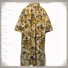 【中古】GUCCI グッチ ドレス ワンピース サマードレス フラワー 花柄 ロゴ ウィメンズ ショートスリーブ 半袖 ボウタイ ネックボウ付き アイボリー イエロー ネイビー コットン ＃36 イタリア製 741698 ZAMWZのサムネイル