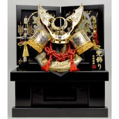 五月人形 御兜 甲冑師本金箔押 本瑪瑙玉 彫金 龍頭 白檀塗り豪華セット