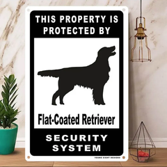 雑貨【Flat-Coated Retriever/フラットコーテッド・レトリーバー】  Dog ドッグ  犬    メタルポスタ―　Security  セキュリティー 警告  ヤードサイン メタルプレート  ブリキ看板  -139