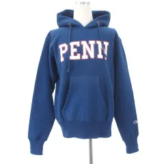 チャンピオン CHAMPION 復刻 赤タグ USA製 リバースウィーブ PENN ペンシルバニア大学 パーカー プルオーバー 裏起毛 プリント コットン ブルー 青 M 