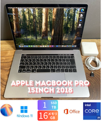 ［良品/バッテリー良好］Apple MacBook Pro 15inch 2018/Core i9 2.9GHz/16GB/SSD1TB/Windows11/Office 2024/426