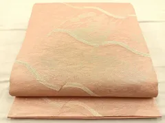 平和屋着物＊夏物　六通柄袋帯　流水草花文　銀糸　正絹　逸品　BAAT6599du