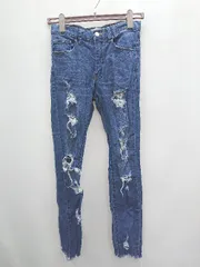 ◇ CECIL McBEE カットオフ ダメージ スキニー サイズM ブルー レディース P  【1406240019823】