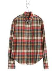 【お得なクーポン配布中!】 ラグビー ラルフローレン 3点留め 長袖 ボタンダウン シャツ レディース M 程 古着 長袖シャツ コットン マドラス チェック マルチカラー