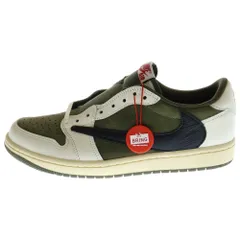 NIKE (ナイキ) ×TRAVIS SCOTT AIR JORDAN 1 LOW OG REVERSE OLIVE ×トラヴィススコット エアジョーダン1 ローカットスニーカー DM7866-200 US8.5/26.5cm