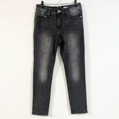 (^w^)b H&М デニム パンツ ジーンズ 685320 スリム &DENIM カジュアル 着回し 革パッチ ヒゲ加工 ストレッチ 脇割り 360° FLEX 細見え SLIM シンプル ブラック 黒 メンズ 29/30