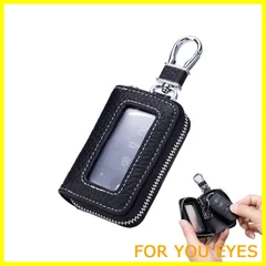 【人気商品】[Coollooda] キーケース スマートキーケース 車キーケース 窓付き クリア窓 キーホルダー スマートキー カラビナ付き カード入れ カードキーケース シングル 大容量 プレゼント 本革 メンズ レディース