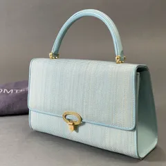 Hg9 COMTESSE コンテス ホースヘア ハンドバッグ トップハンドル ゴールド金具 鞄 ライトブルー ホースヘア レザー レディース