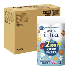 【限定】 エリエール トイレットペーパー i:na(イーナ) 2倍巻き 100m×36ロール(12ロール×3パック) シングル パルプ100% 華やぐフローラルの香り 【ハーフケース】のサムネイル