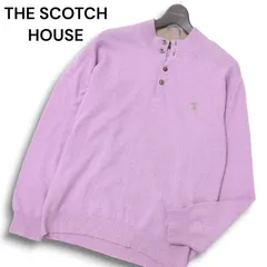 THE SCOTCH HOUSE スコッチハウス 秋冬★ カシミヤ混 ウール ロゴ刺繍 スタンドカラー セーター ニット Sz.M メンズ