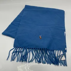 冬KO3249□Polo Ralph Lauren ウール100％ マフラー ブルー 刺繍 未使用タグ付き