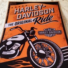 ハーレー バイク アートポスター ◆B5サイズ HARLEY パテントロゴ オレンジ 5-512