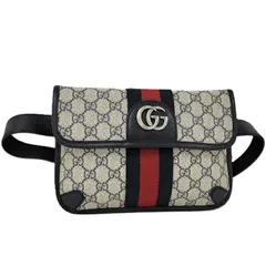 GUCCI オフィディア ベルトバッグ ウエストバッグ GGスプリーム PVCコーティングキャンバス レザー ネイビー ベージュ系 674081のサムネイル