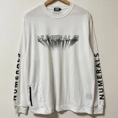 (^w^)b NUMERALS ヌメラルズ 長袖 Tシャツ ロンＴ ブランドロゴ ロゴプリント アームプリント 英字 腰ポケット付き ジップポケット カジュアル タウンユース シンプル アウトドア ラフ ホワイト メンズ サイズL