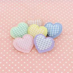 チェック柄ハートミニヘアクリップ／１個売り／サン宝石
