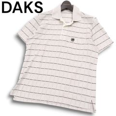 DAKS ダックス ポロシャツ ゴルフシャツ Mサイズ チェック袖 ホワイト