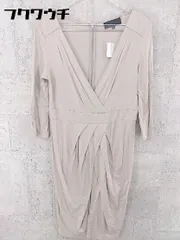 ◇ UNTITLED アンタイトル カシュクール 長袖 膝丈 ワンピース サイズ2 ベージュ レディース 【中古】 【1002800646067】