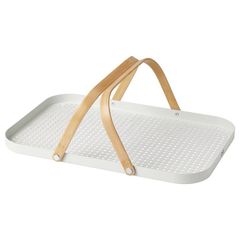 GRÖNFISK グローンフィスク トレイ 持ち手付き, 竹/ホワイト IKEA
