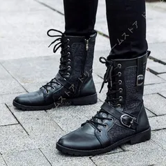 レースアップ エンジニアブーツ ウエスタンブーツ サイドジップ バックル 大きいサイズ ショートブーツ パンク 紳士靴 おしゃれ エンジニア メンズ 歩きやすい