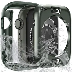 [Sunhel] コンパチブル Apple Watch アップルウォッチ ケース 2-in-1 防水ケース 対応 AppleWatch SE/SE2 Series 10/9/8/7/6/5/4 全面保護カバー 耐衝撃 軽量 脱着簡単(グリーン，45mm) ブラ