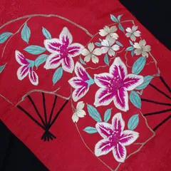 アンティーク名古屋帯 刺繍 しつけ付 小鳥・花唐草 正絹 大正ロマン No