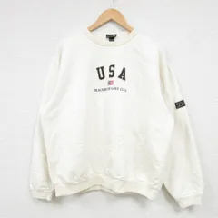 L/古着 SDI 長袖 スウェット メンズ 90s USAロゴ 星条旗 コットン クルーネック 生成り 25jan11 中古 スエット トレーナー トップス