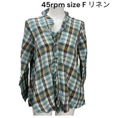 美品　45rpm 45r チェック柄　リネン　シャツ　ブラウス　サイズフリー　レディース　S5Q593