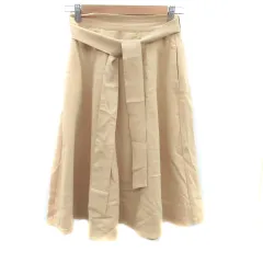 ロペピクニック ROPE Picnic フレアスカート ミモレ丈 リボンベルト付き 38 M 茶色 ブラウン /HO15