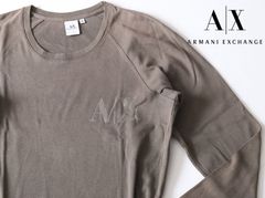 中古品★ARMANI EXCHANGE アルマーニ エクスチェンジ★クルーネック長袖ロゴTシャツ★M★チャコールブラウン茶色【本物保証】