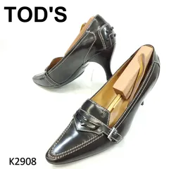トッズ　使用数回　ポインテッドトゥ　金具　ステッチ　本革　レザー　EU38