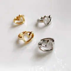 新品 匿名配送 大人可愛い オープンハート ミニ フープピアス 両耳用 シルバー ゴールド