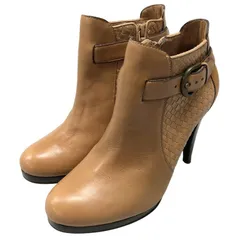 ナイキ エアー×コールハーン ショートヒールブーツ サイドジップ 編み込み ブラウン レディース サイズ7B NIKE AIR×COLE HAAN 約24.5cm【AFD1】