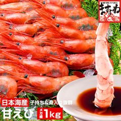 日本海産】子持ち越前甘えび1kg(500g×2)[約60尾-80尾入](無添加・無着色) えび エビ 海老 甘海老 甘エビ 甘えび 刺身 あまえび ますよね