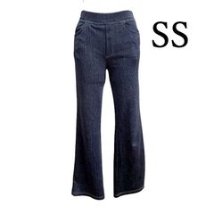 レディース 　ウエストゴム　ストレッチパンツ プルオンパンツ フレアパンツ　ヨガパンツ　デニム風  SS XS　5号