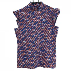 ★SALE価格★【超美品】パーリーゲイツ ノースリーブハイネックシャツ ネイビー×レッド ロゴ総柄   レディース 1(M) ゴルフウェア PEARLY GATES