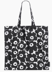 新品未使用 マリメッコmarimekko トートバッグ エコバッグ ファブリックバッグ ミニウニッコ柄 キオスキ ルートゥ Lopulta Unikko ブラック