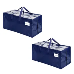 【在庫処分】寮の衣装ケース キャンプアクセサリー収納 防水 耐久 布団収納 折りたたみ可能 収納ボックス＆引越し用ダンボールの代替品 (ブルー 88リットル大容量 リュックストラップ付き 2個セット) 布団収納袋 VENO