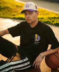 SWORN TO US DYNASTY Tシャツ【BLACK】 (L・XL)(通販 メンズ 大きいサイズ T SHIRTS TEE 半袖 ショートスリーブ ヘビーウエイト 厚手 ボックスシルエット ガーメントダイ GARMENT DYE ロゴ ゆったり)