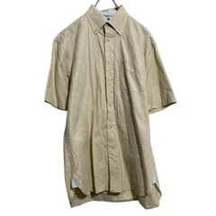 TOMMY HILFIGER 半袖 無地シャツ トミーフィルフィガー M ベージュ ボタンダウン ポケット 古着卸 アメリカ仕入 a703-5762