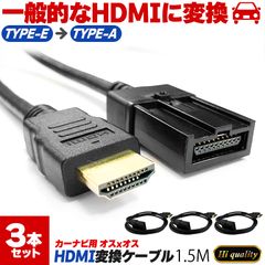 カーナビ用 HDMIケーブル 3本セット 変換 TYPE-E TYPE-A オス カーナビケーブル 1.5m HDMI ケーブル Eタイプ 1.5m タイプE タイプA 純正ナビ 車外ナビ ミラーリング スマホ