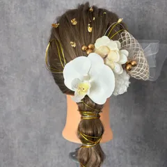 【胡蝶蘭髪飾り】卒業式成人式結婚式　和装髪飾り　前撮り　袴　振り袖　和装小物　フォトウェディング　和装髪飾り　ヘッドドレス　ヘアパーツ