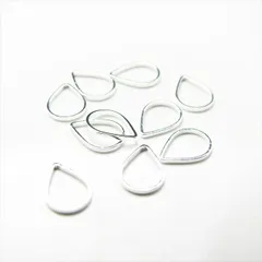 T-319 フレームパーツ しずく 10.5mm×8mm【ホワイトシルバー】10個入 メタルフープ 雫 ドロップ 雨 涙 枠 材料 資材 シンプル ピアス イヤリング ブレスレット ネックレス ハンドメイド アクセサリー パーツ