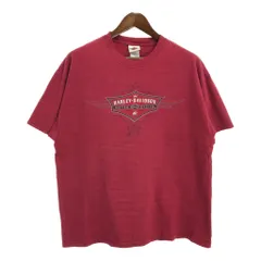 00年代 USA製 HARLEY DAVIDSON ハーレーダビッドソン 半袖Ｔシャツ モーターサイクル レッド(メンズ XL)中古 古着 T9950