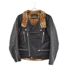 NEIGHBORHOOD (ネイバーフッド) ×ハイアンドロー×センス サンダーボルト ダブルライダースジャケット レオパード柄 ブラック 161SZNH-JK02Sのサムネイル