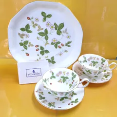 WEDGWOOD ウェッジウッド ワイルドストロベリー ピオニー カップ＆ソーサー ペア＆オクタゴナルディッシュL　公田店