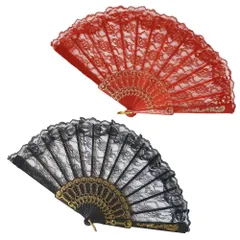 【特価セール】練習用 ダンスパフォーマンス用 装飾の扇子 ドン/キホーテやスペインの踊り スペイン バレエ 踊り ダンス 2個 折りたたみ式 バレエ用品 フラワーファン レース扇子 LOYELEY