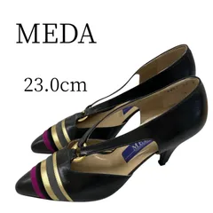 MEDA メダ ブラック×ゴールド×パープル×グレー パンプス 23cm