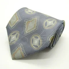 アレクサンダージュリアン ブランド ネクタイ 総柄 小紋柄 パネル柄 シルク 日本製 PO メンズ ライトグレー Alexander Julian 【中古】